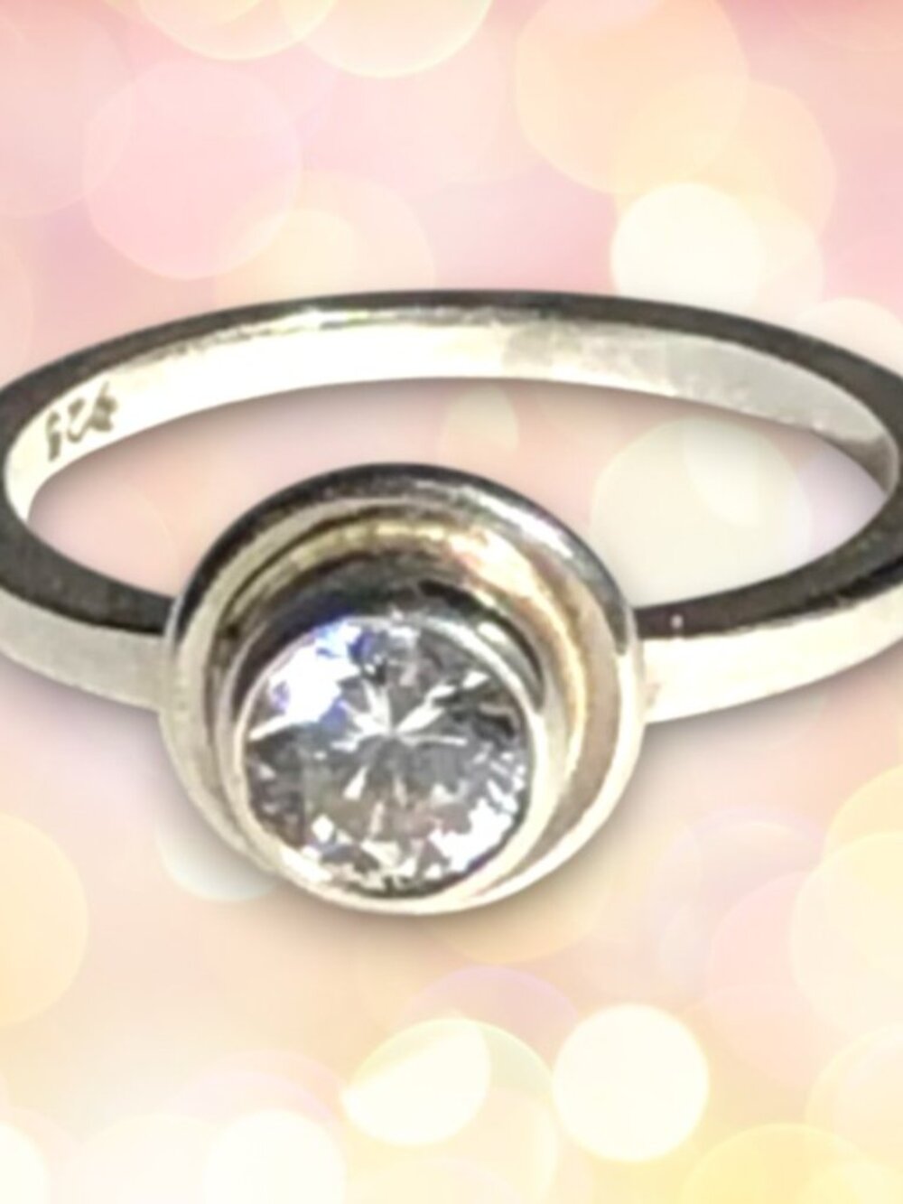 Handmade Sterling Silver and Cubic Zirconia Ring, Vintage Style Ring